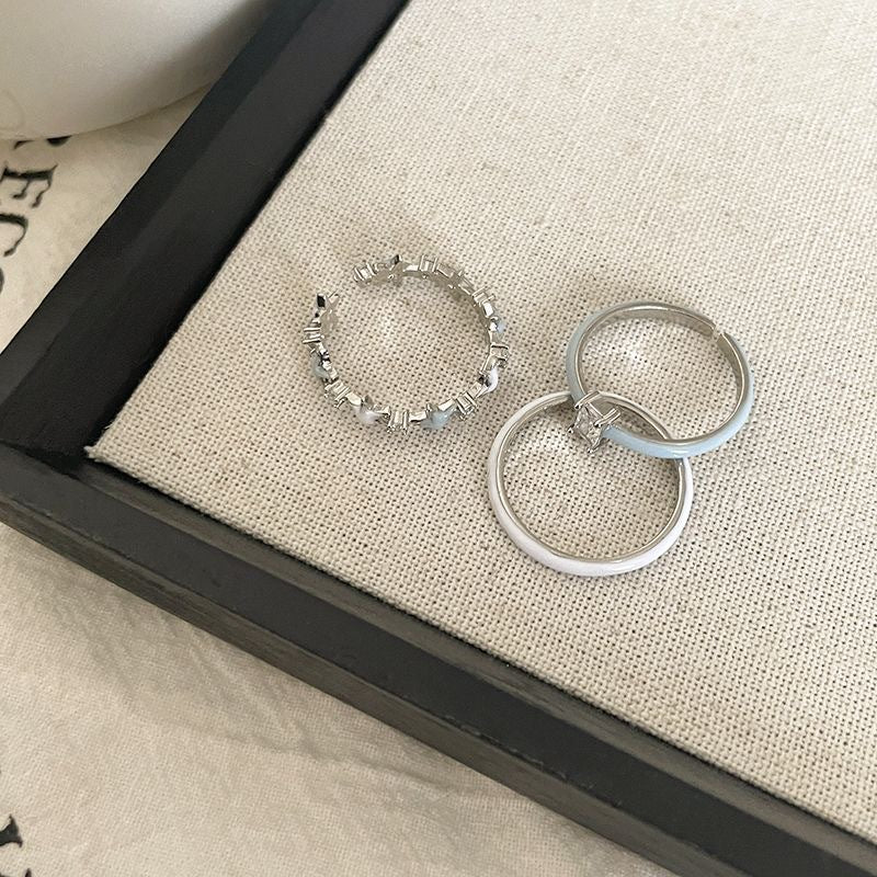 Wholesale Blue drop glaze zircon star ring