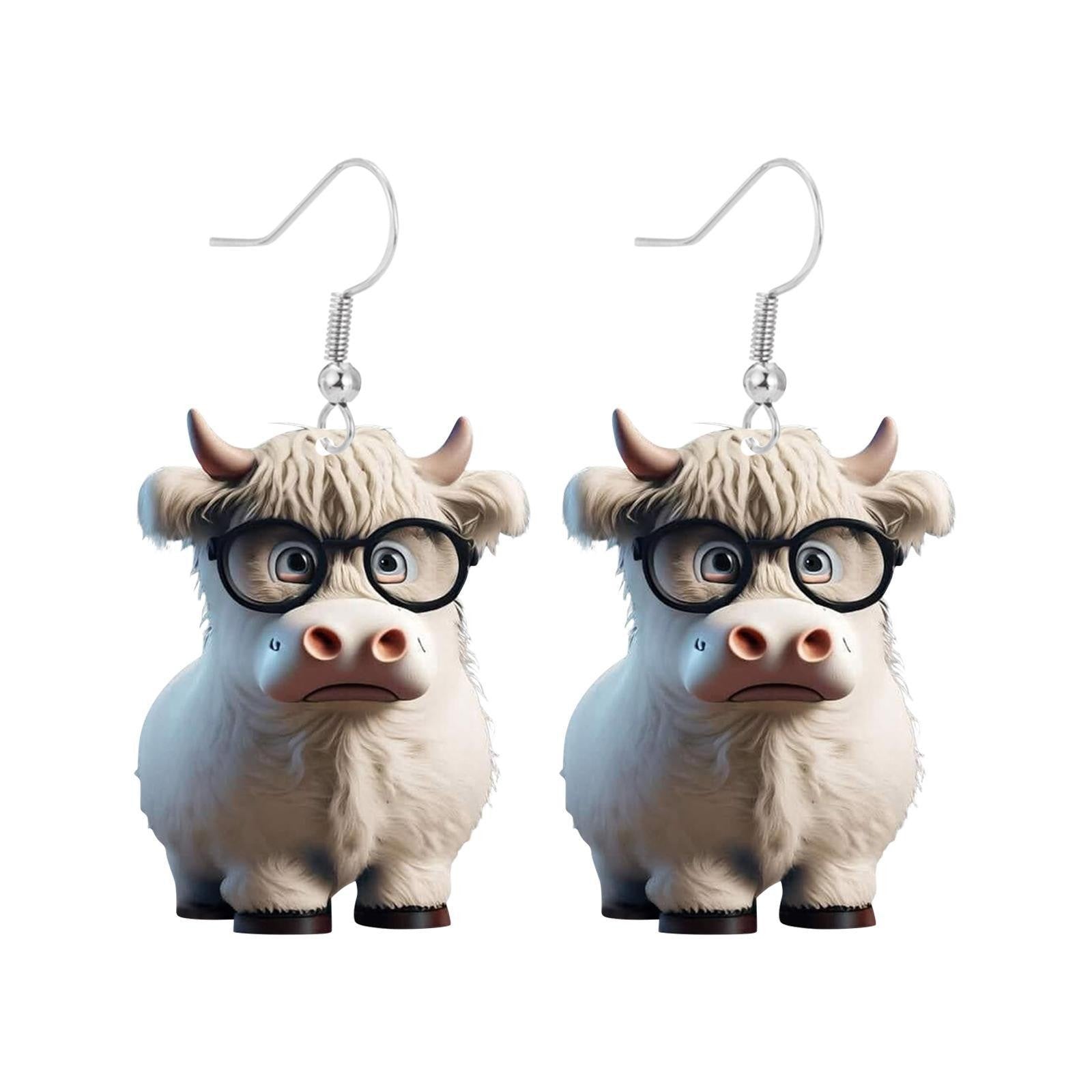 Wholesale Cartoon Colorful Cow Flat Acrylic Earrings ACC-ES-YuanJi001