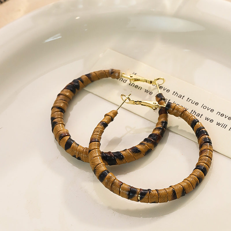 Wholesale  Leopard Ribbon Bow Earrings