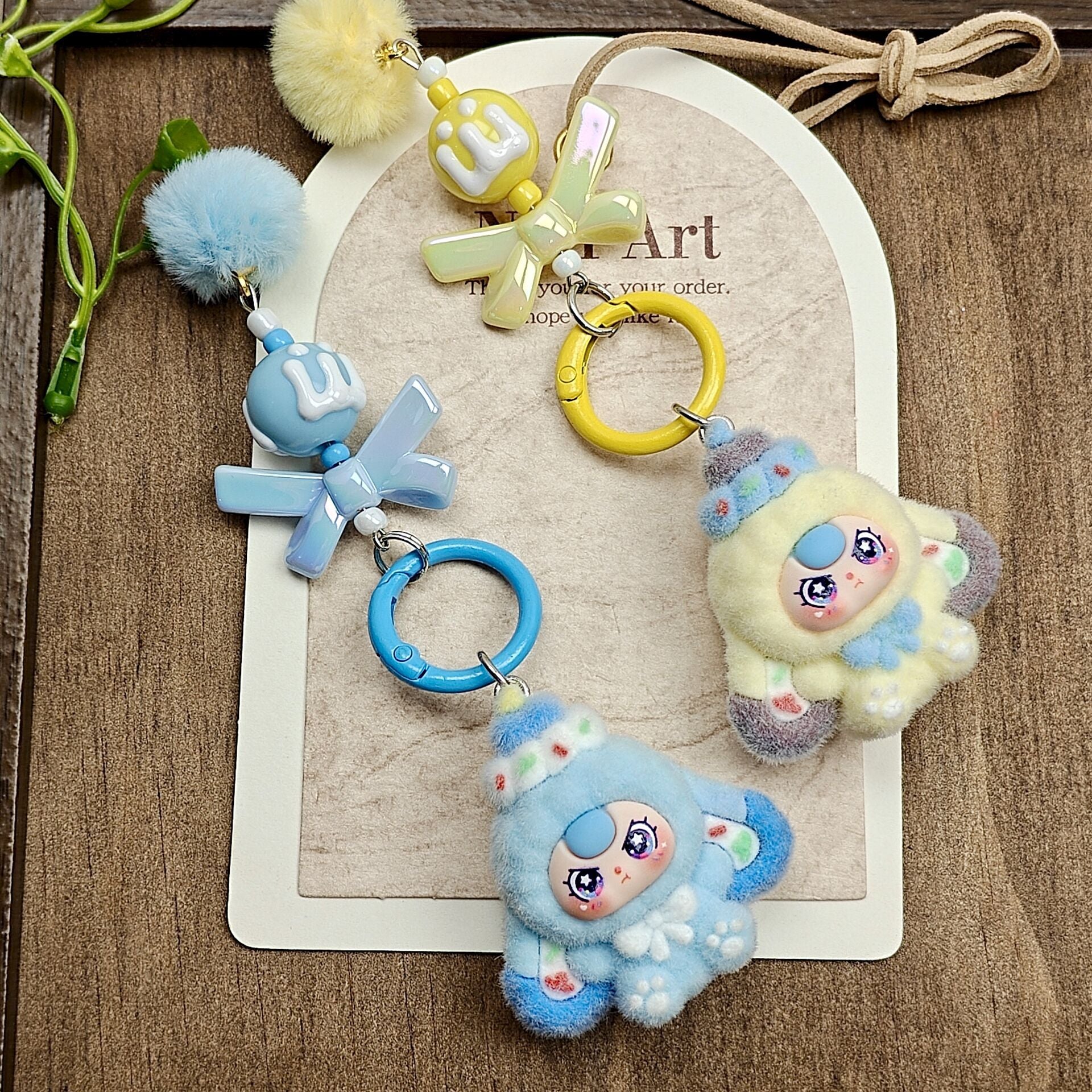 Wholesale  flocked  cartoon-themed keychains ACCVIP