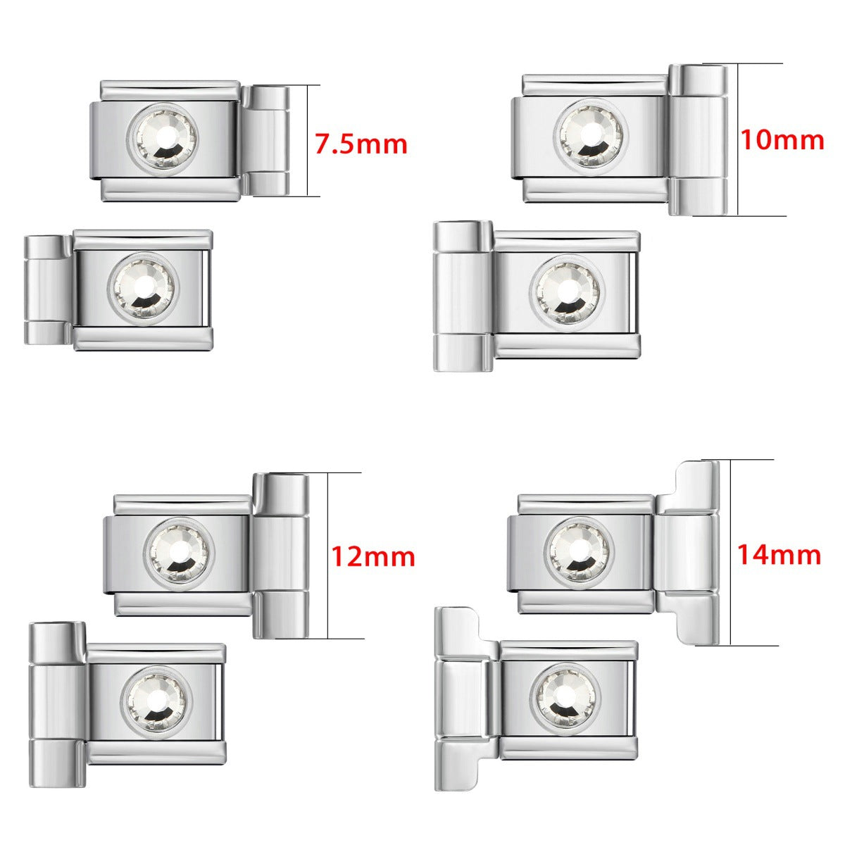 Wholesale Stylish Watch Band Connector Round Zircon Stainless Steel DIY Bracelet Charm Jewelry Accessory for Boutique Resale
