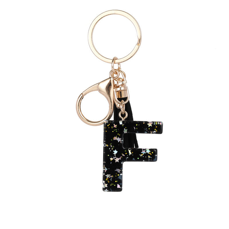 Wholesale  black resin keychain 26 English letter pendant keychain