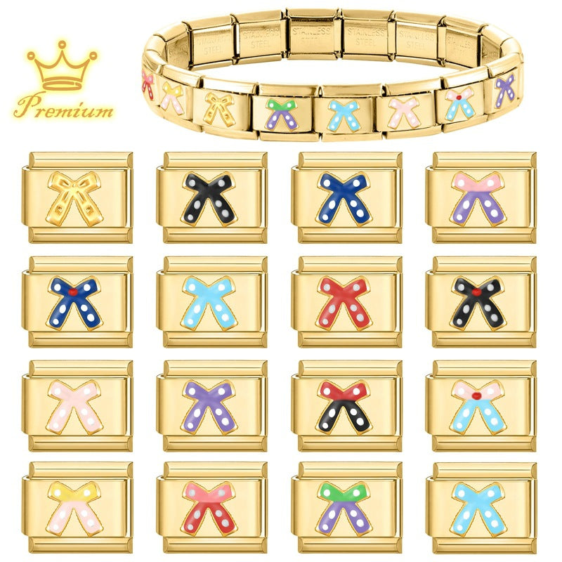 Wholesale Stainless Steel Italian Style Bow Charms,  DIY Bracelet Craft Accessories for Jewelry Making