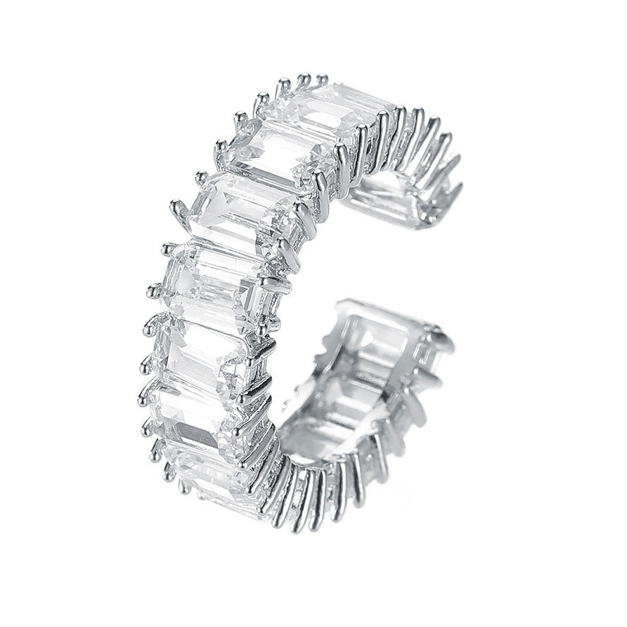 Wholesale  simple personalized ring micro inlaid zircon  square diamond full ring