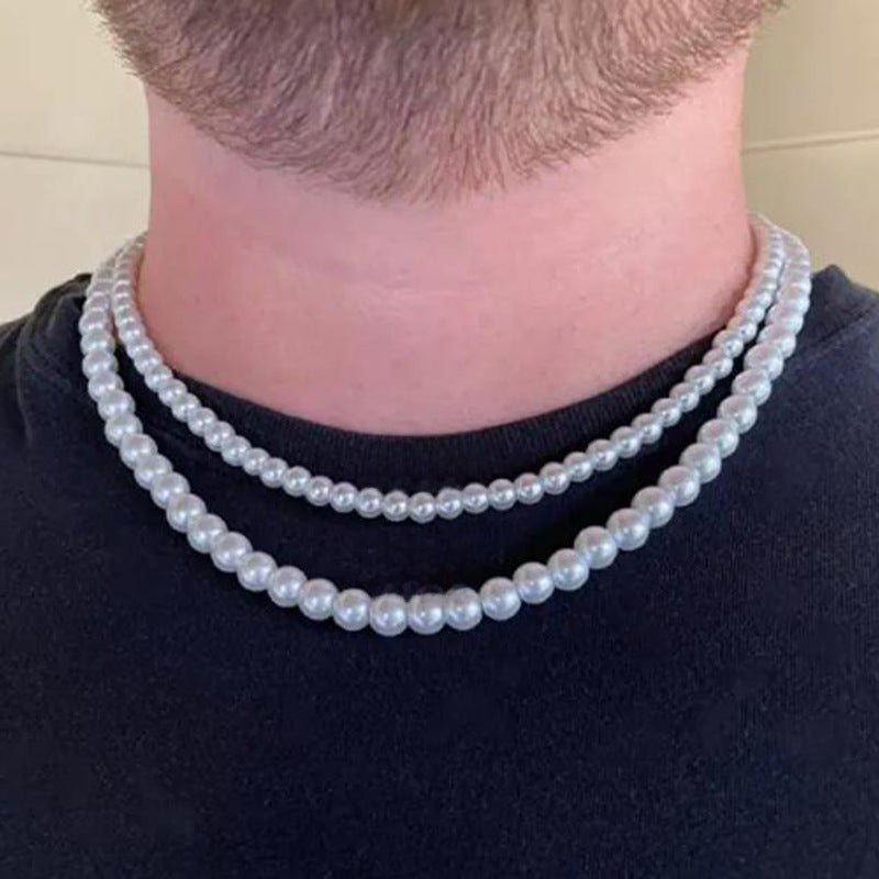 Wholesale Single Layer Men's Pearl Necklace