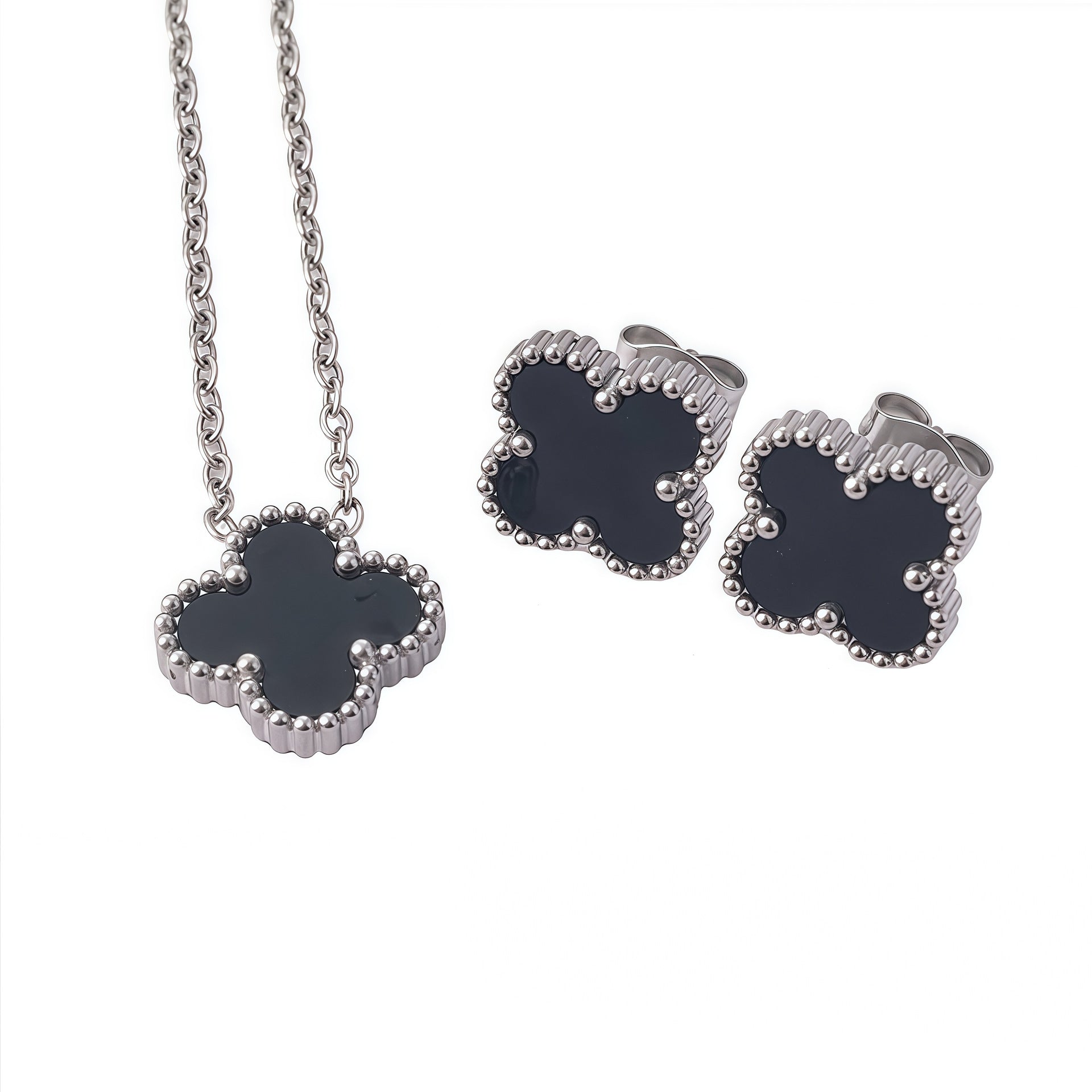 Wholesale Four-Leaf Clover Stainless Steel Necklace Trendy Jewelry Accessory for Boutique Resale ACCVIP