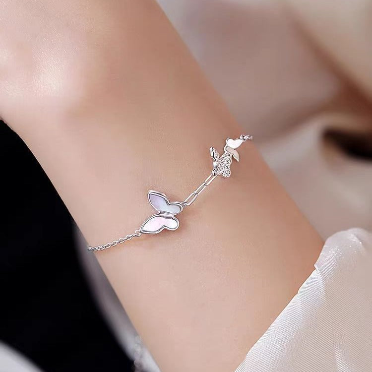 Wholesale S925 Silver White  Butterfly Bracelet