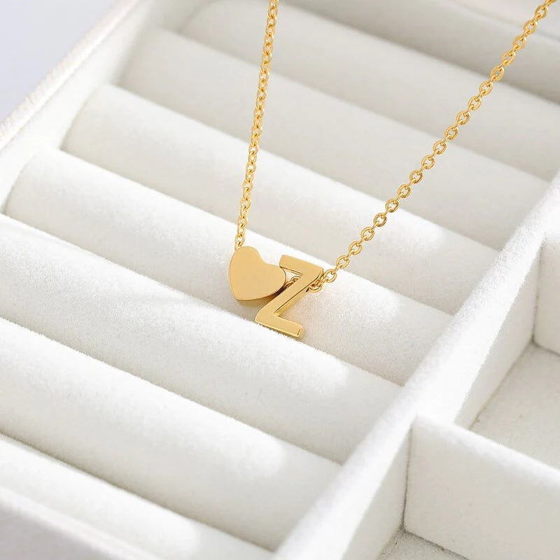 Wholesale Trendy Heart Letter Love Necklace Titanium Steel Gold Inlaid Fashion Jewelry Accessory