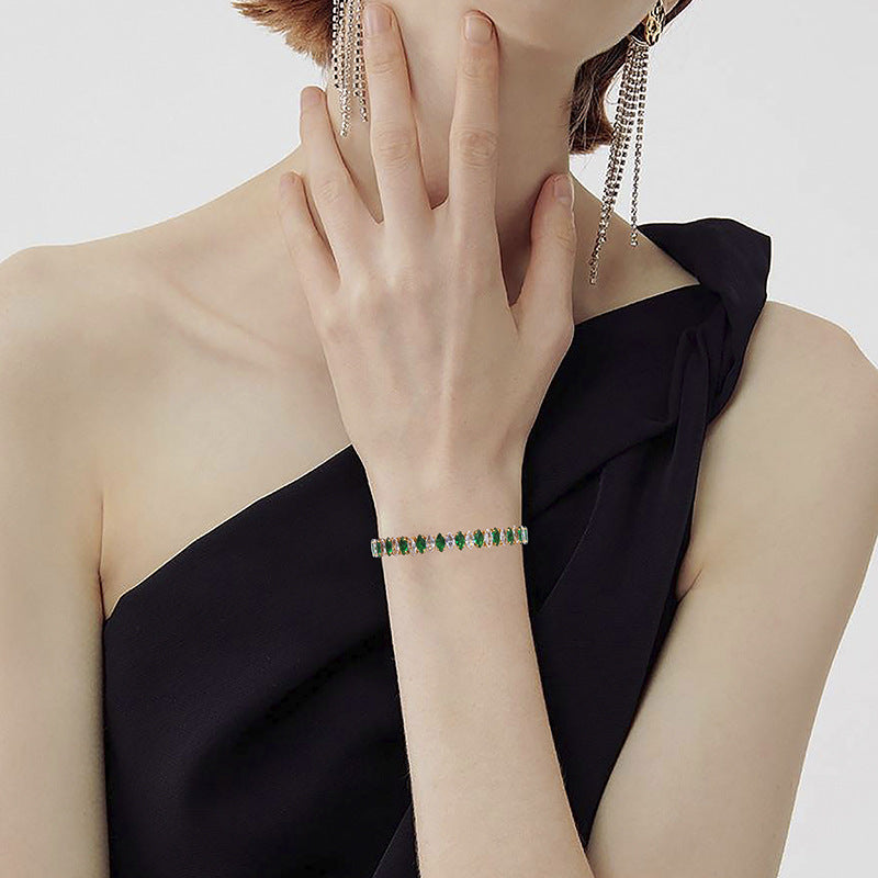 Wholesale Stainless Steel Zircon Bracelet 18K Fashion Opening Adjustable Titanium Steel Bracelet ACC-BT-Jiay001