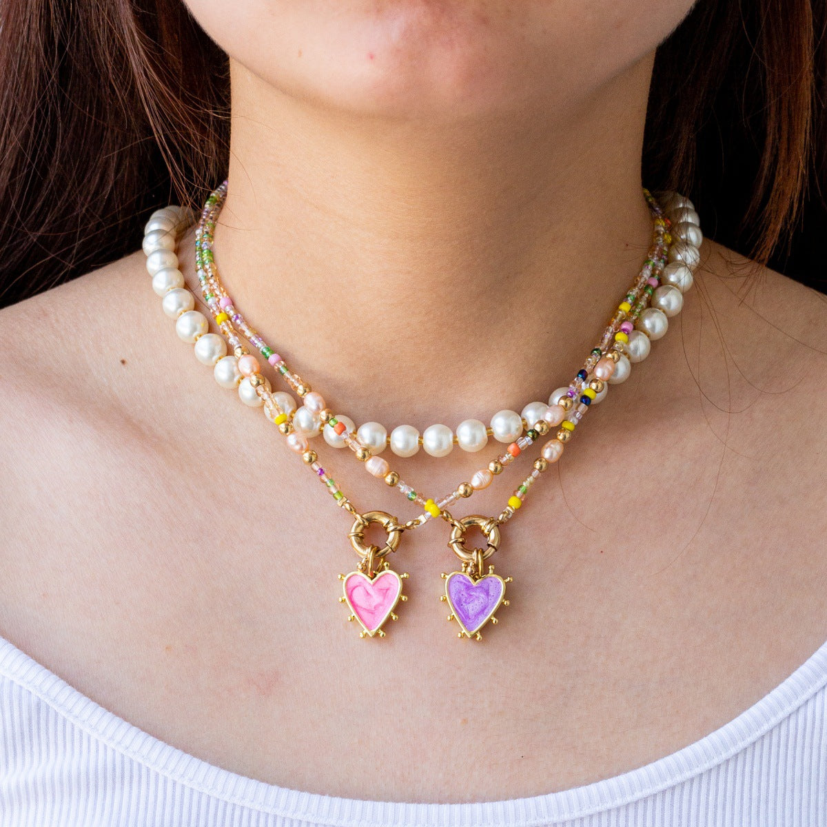 Wholesale  Heart-Shaped Beaded Pendant Necklace