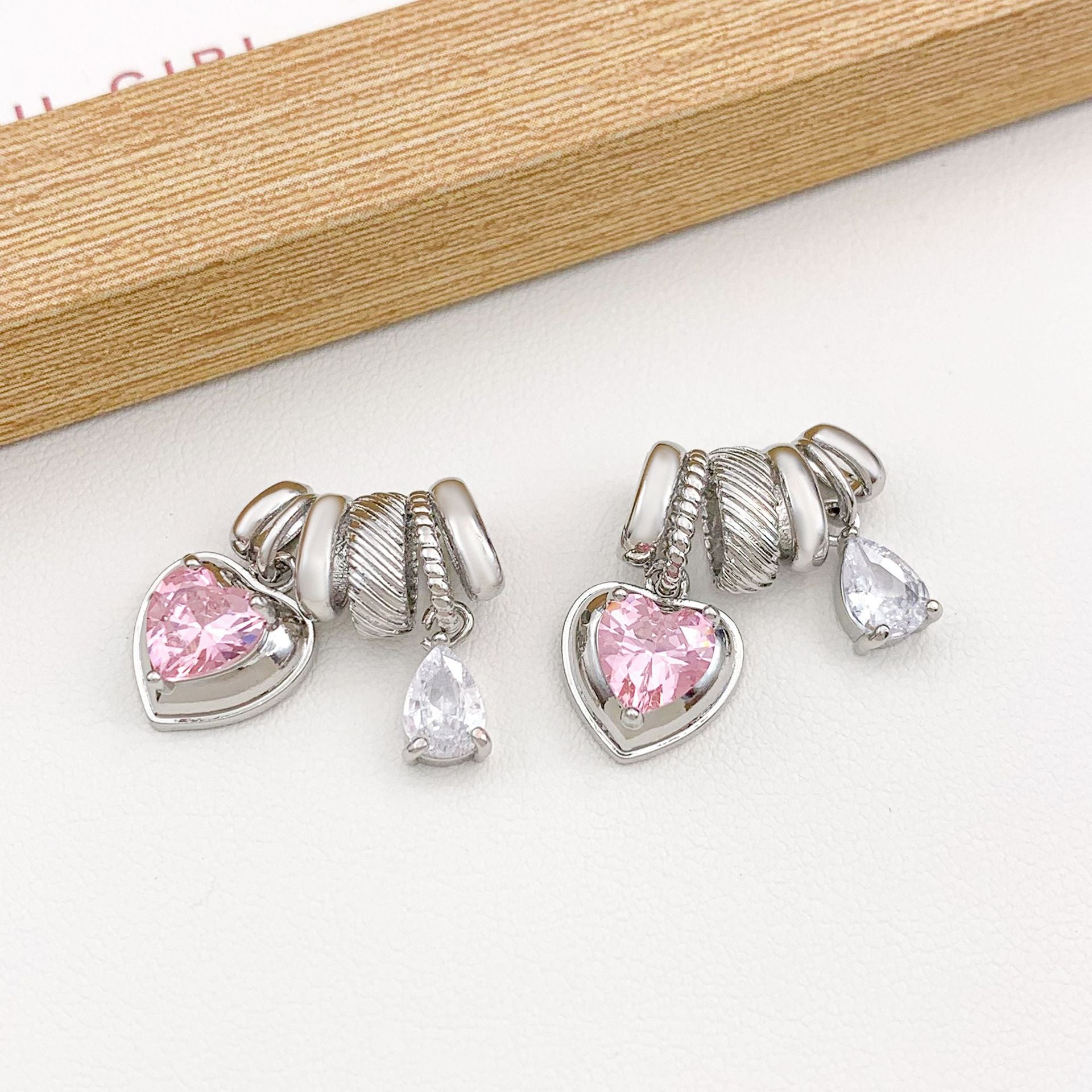 Wholesale Pendant Square Heart Micro-Paved Zircon DIY Jewelry