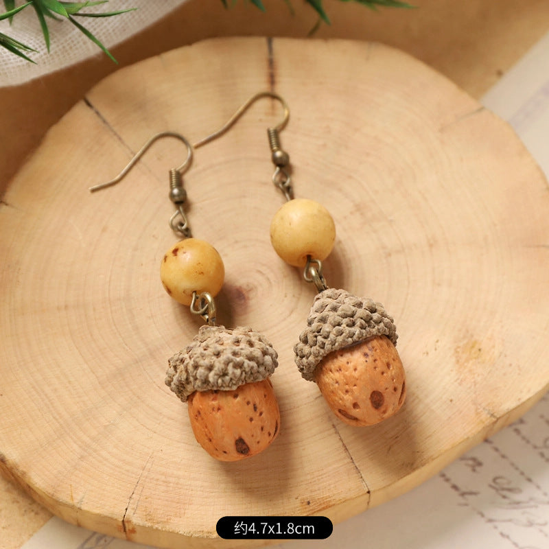 Wholesale Vintage Hand-made Plant Fruit Wood Earrings