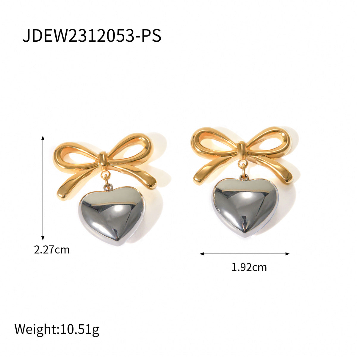 Wholesale 18k Gold Stainless Steel Earrings Flat Snake Chain Bow Earrings ACC-ES-Wanx001