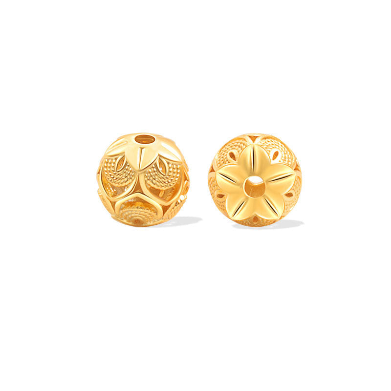 Wholesale S925 sterling silver ancient gold luck beads hollow beads spacer beads