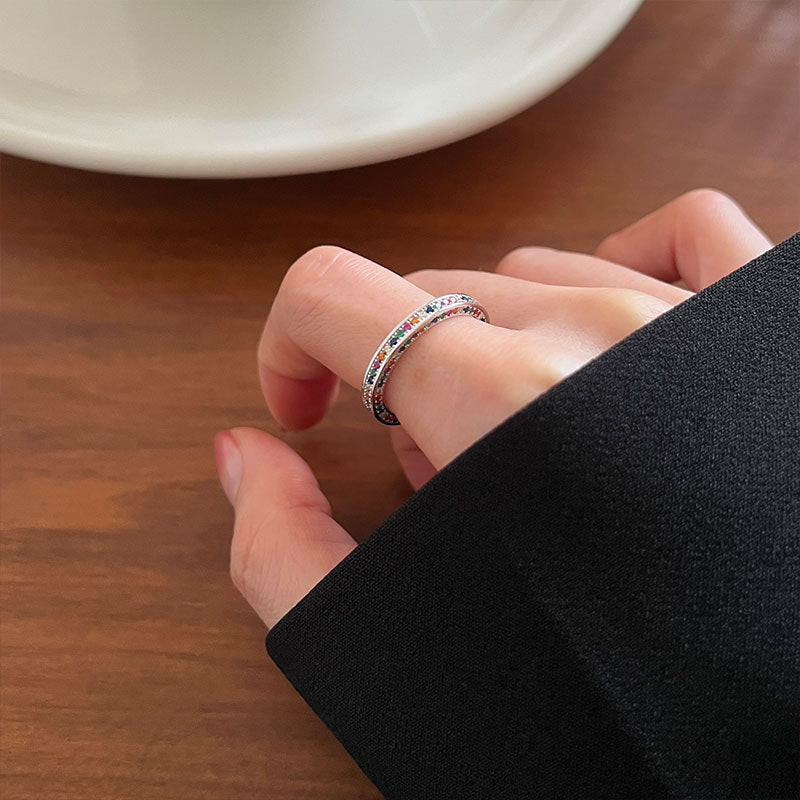 Wholesale Three-dimensional long diamond-studded open adjustable ring