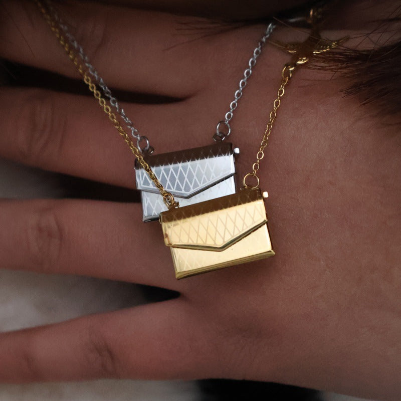 Wholesale Stainless Steel Flying Pigeon Love Letter Envelope Necklace