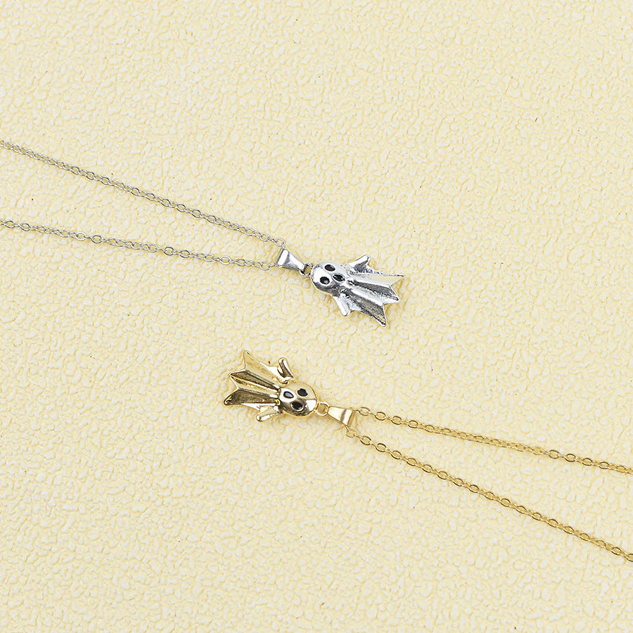 Wholesale  Ghost Pendant Earrings Necklace Set In Gold Zinc Alloy Party Fashion Accessory
