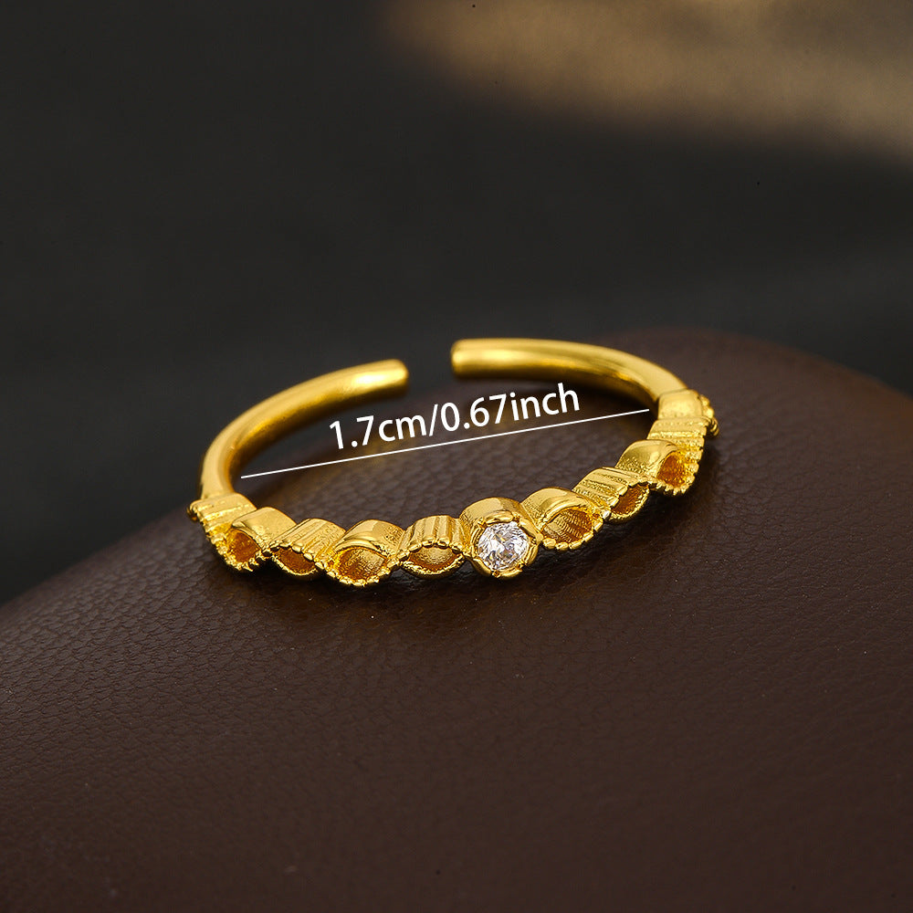 Wholesale Stylish New Chinese Style Hollow Gourd Ring For Women Gold Tone Alloy Jewelry Gift