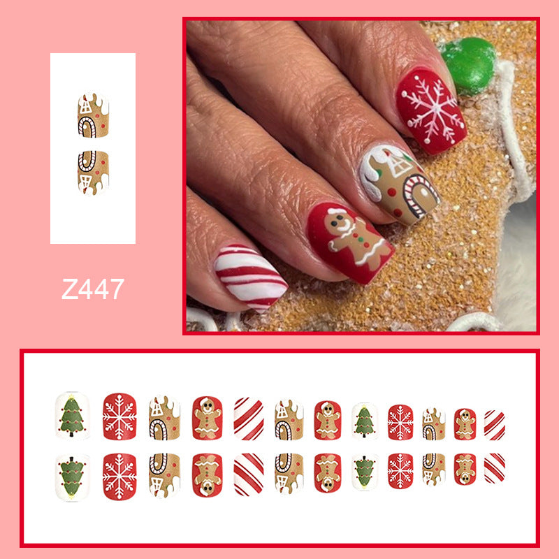 Wholesale 24 Pieces/box Christmas Press-on Nails Kits Nail Stickers ACC-NS-FengLi019