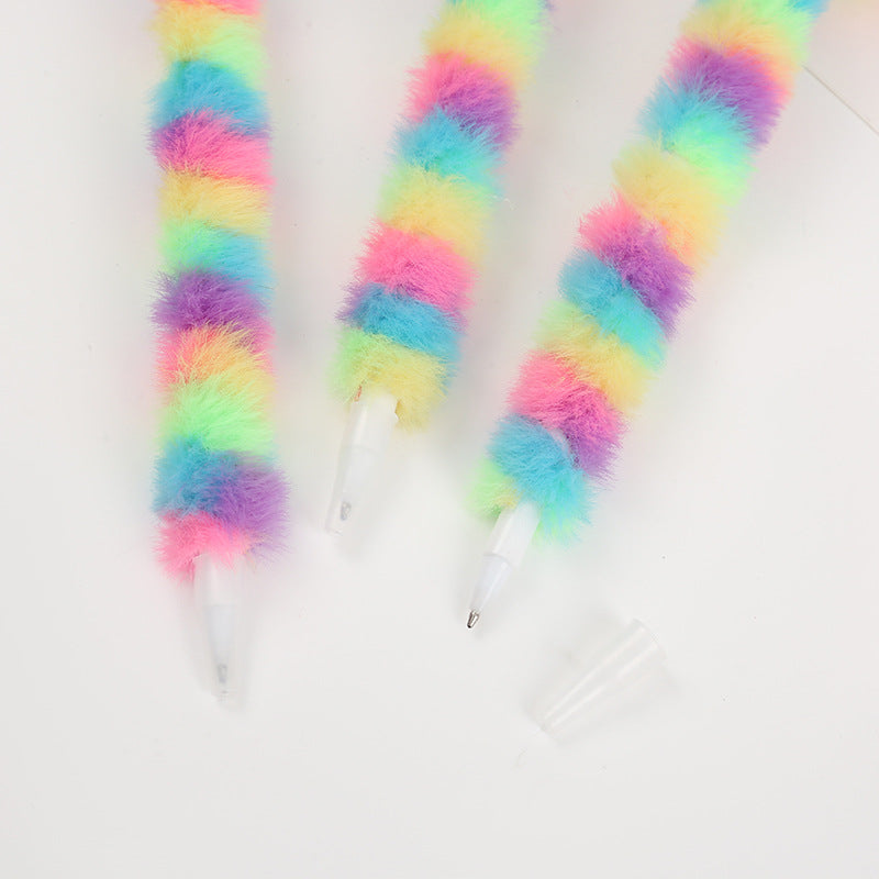 Wholesale Cute Rainbow  round plush ball pen