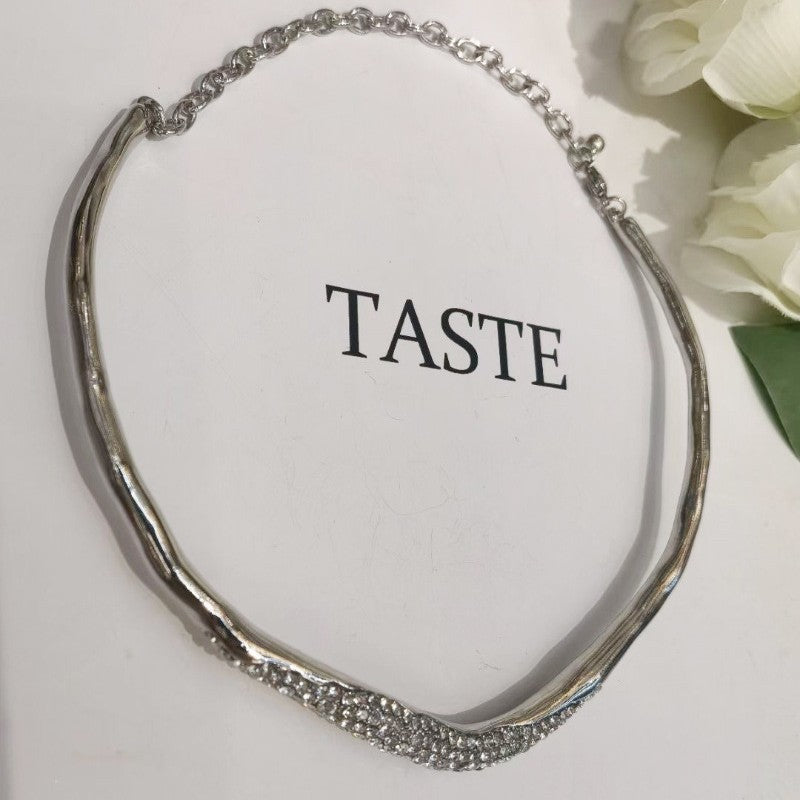 Wholesale Light Luxury Temperament Metal Irregular Lava Flash Drill Collar Necklace