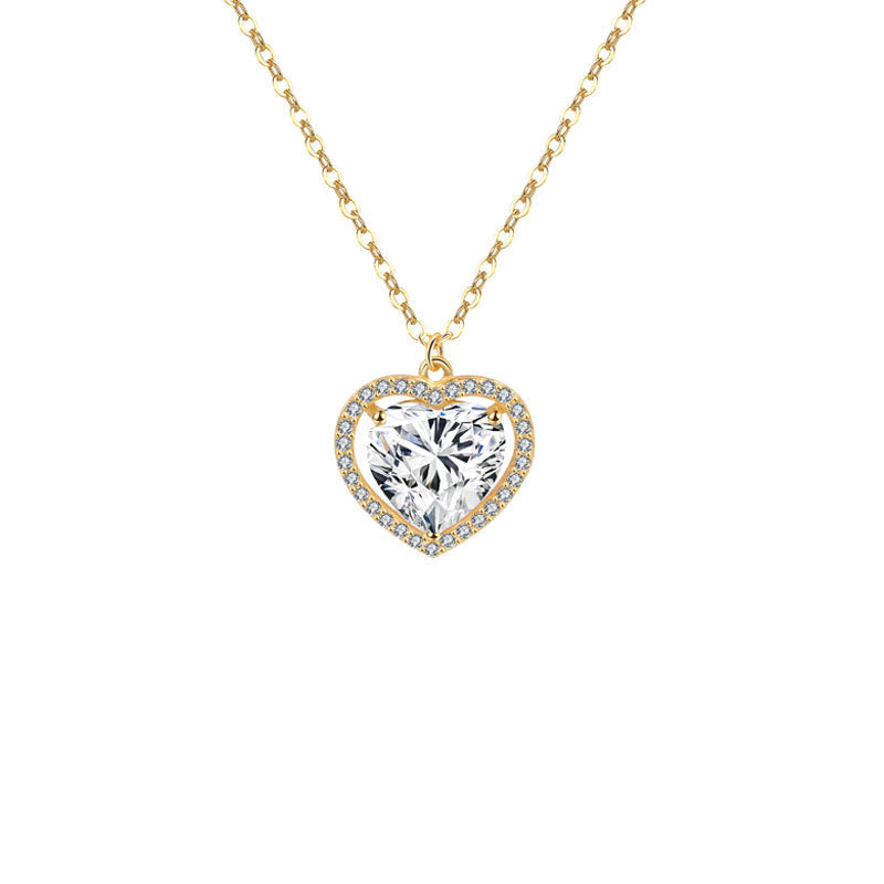 Wholesale  Zircon Love 925 Silver Necklace  Heart-shaped Clavicle Chain