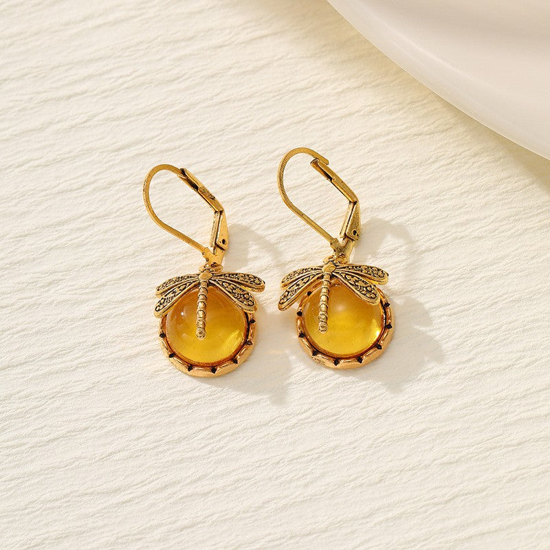 Wholesale  Drop-shaped Inlaid Cat's Eye Earrings