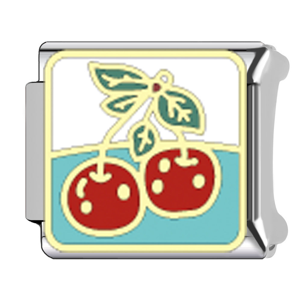 Wholesale  Italian Charm Bracelet 9mm DIY  fruit cherry Creative Stainless Steel Composable Bracelet