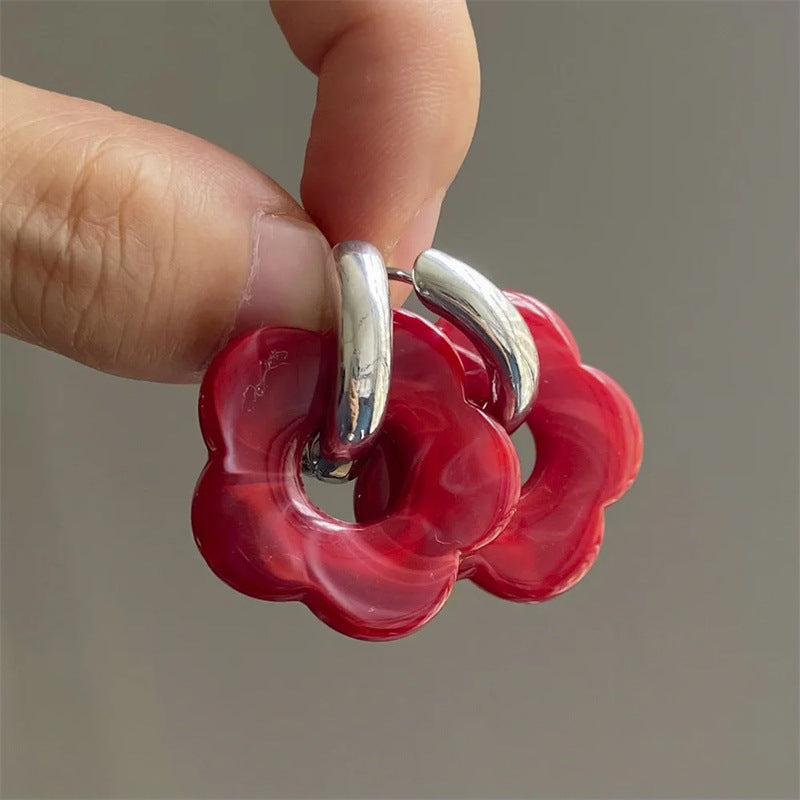 Wholesale Resin Flower Copper Earrings ACC-ES-MLR009