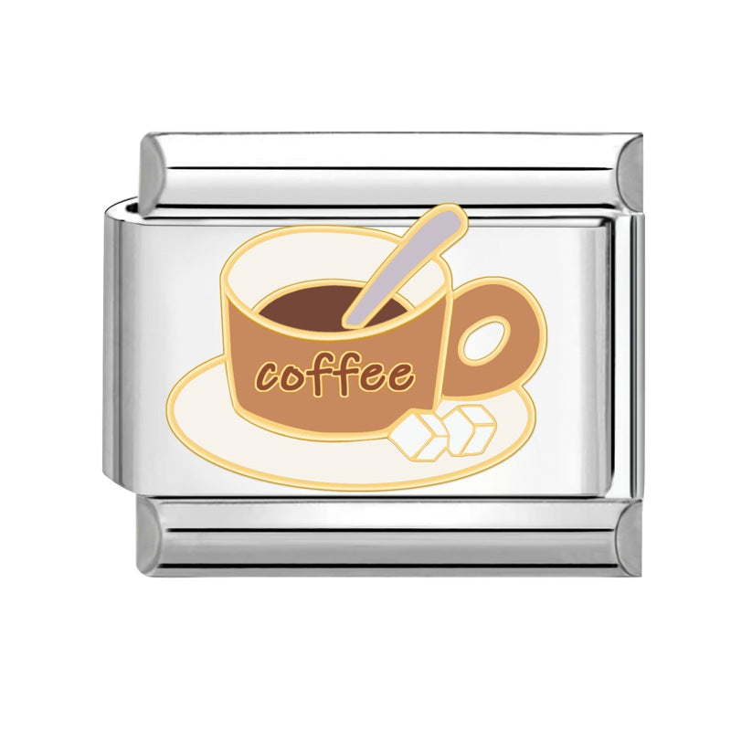 Wholesale Italian Charm Bracelet 9mm DIY Splicing Creative Dessert Stainless Steel Composable Bracelet