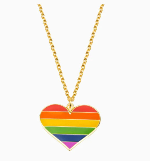 Wholesale Rainbow Color Heart Shaped Oil Drop Pendant Necklace ACC-NE-Zhey001