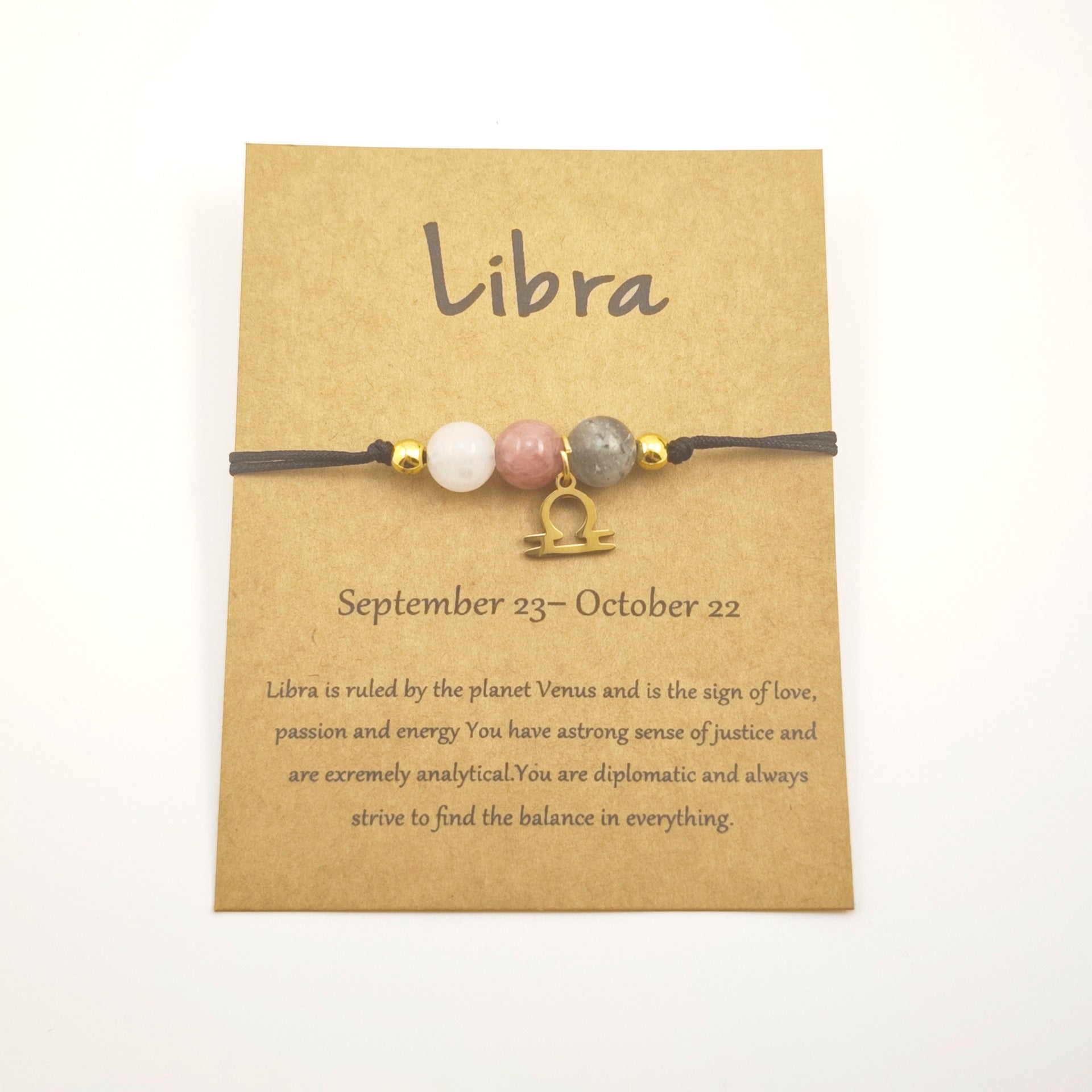 Wholesale Natural Stone Crystal Zodiac Bracelet Handmade Woven Rope Fashion Jewelry Accessory