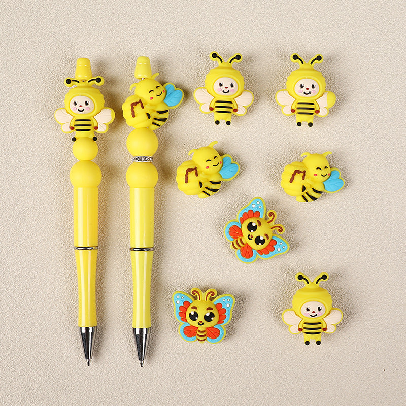 Wholesale 20pcs Cartoon Bee Focal Beads DIY Bead Accessories