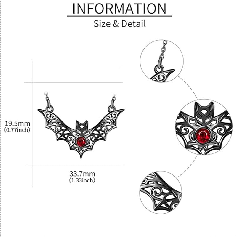 Wholesale Halloween  Gothic Bat Ruby Hollow Necklace