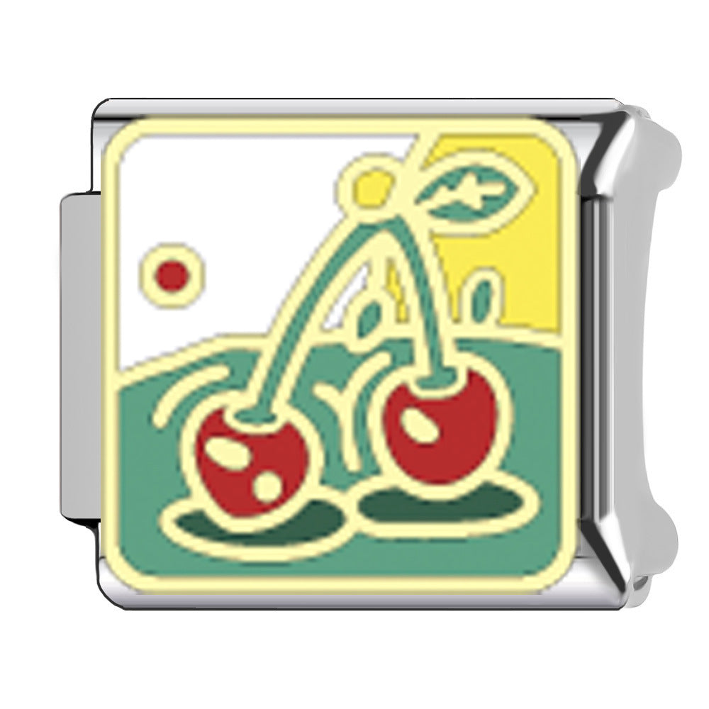 Wholesale  Italian Charm Bracelet 9mm DIY  fruit cherry Creative Stainless Steel Composable Bracelet