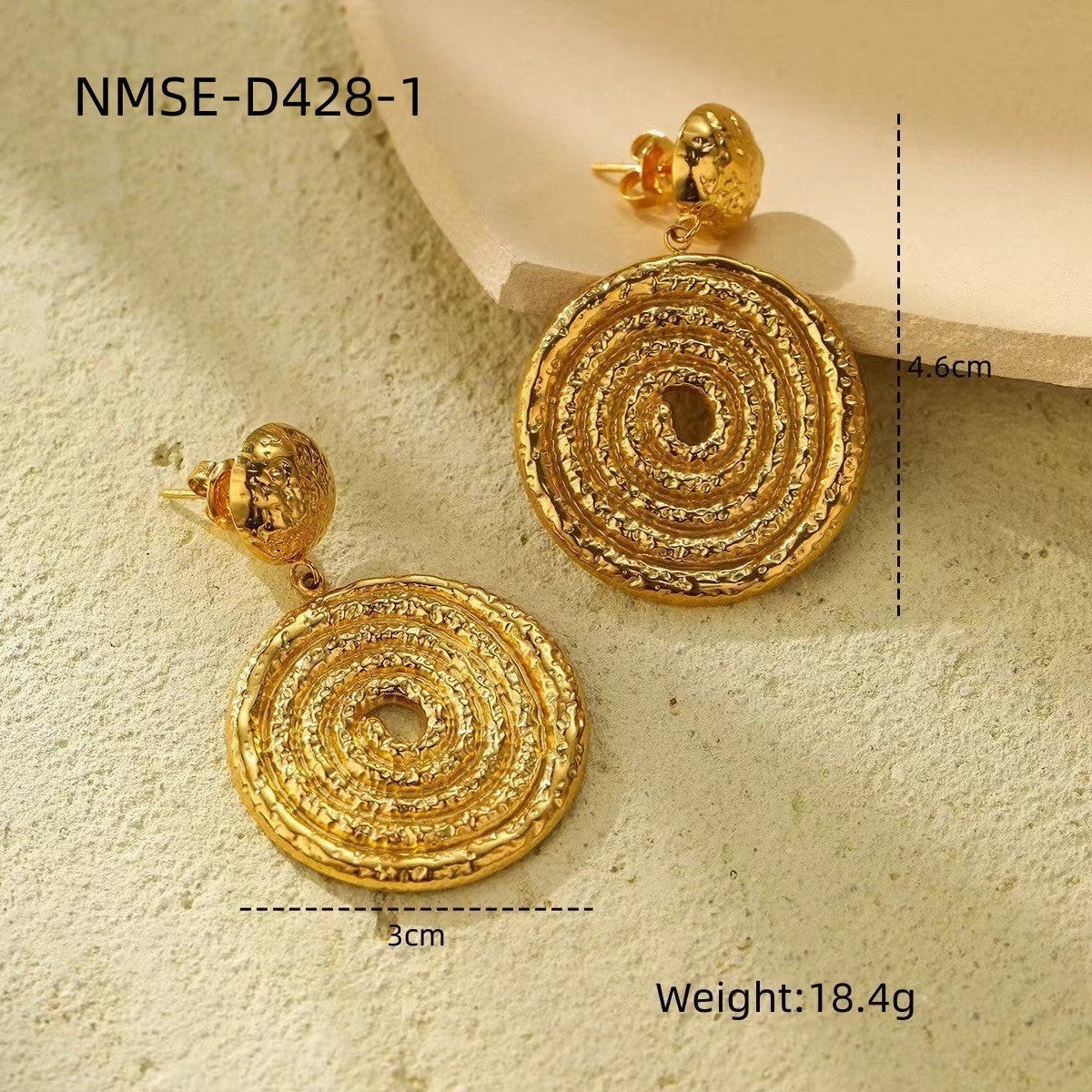 Wholesale  stainless steel gold plated mosquito disc earrings