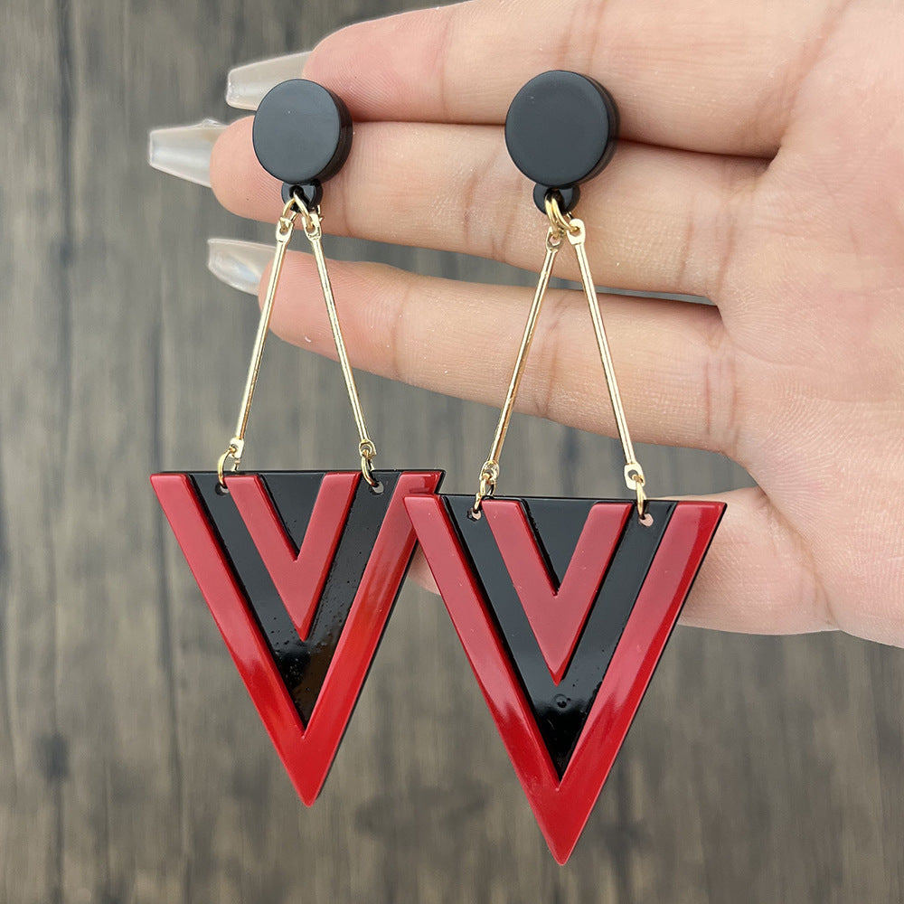 Wholesale Triangular water drop acrylic earrings