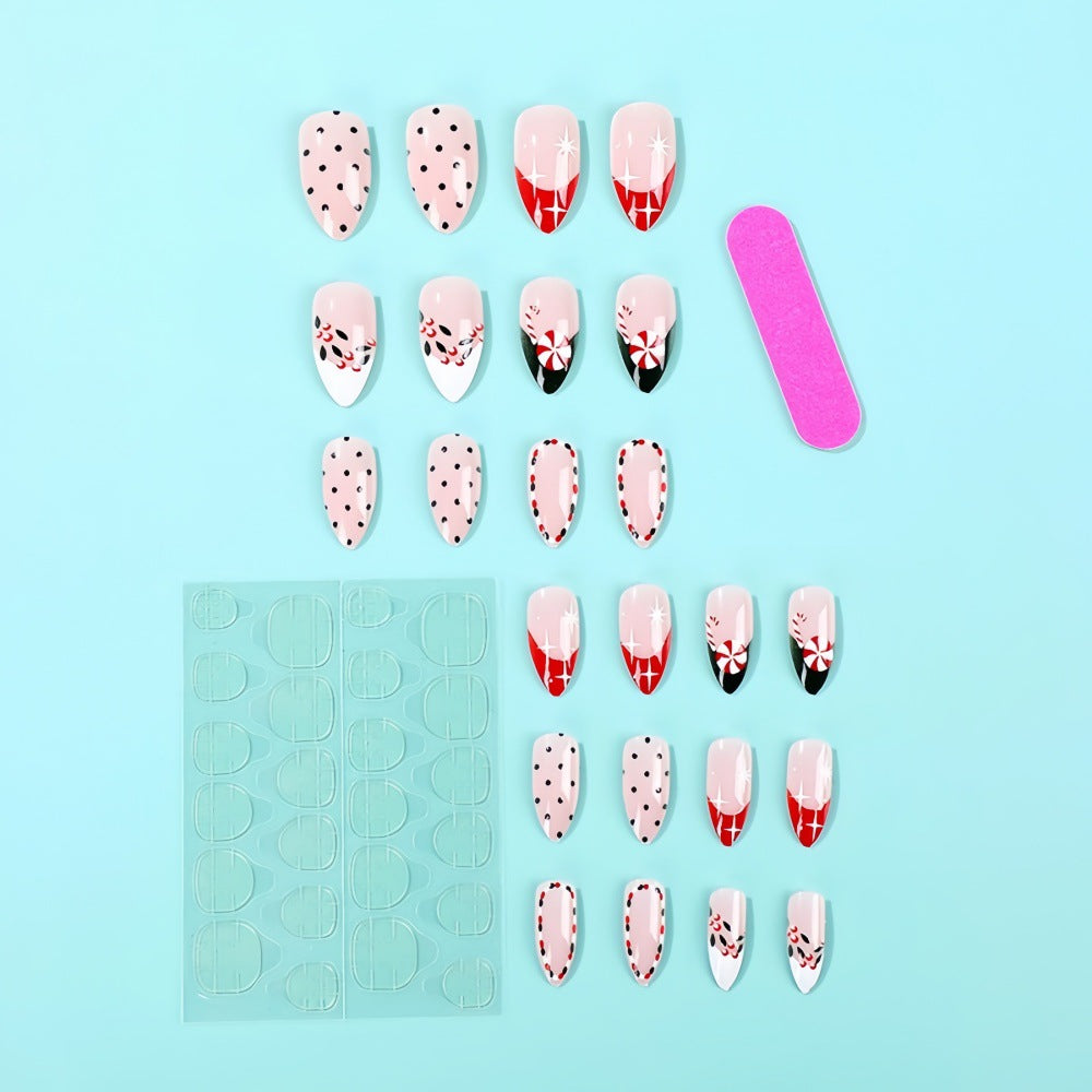 Wholesale 24 Pieces/ box Christmas Windmill Short Water Drop Nails