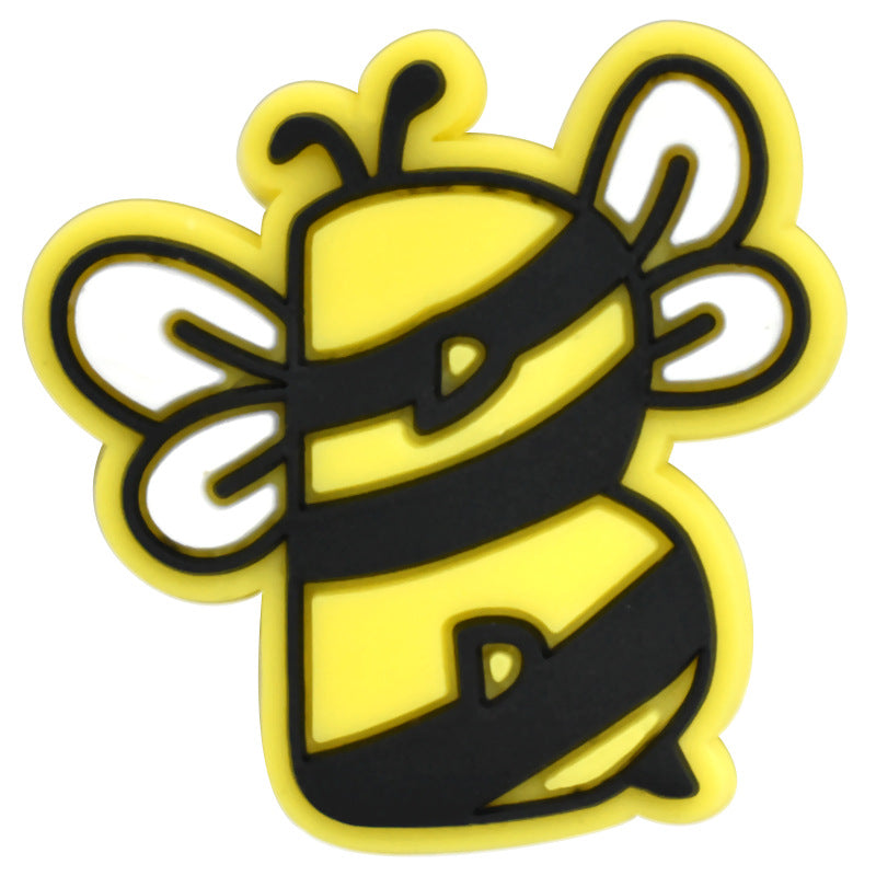 Wholesale Random 100pcs Small Bee PVC Soft Rubber Shoe Buckle Decoration ACC-SC-RYY055