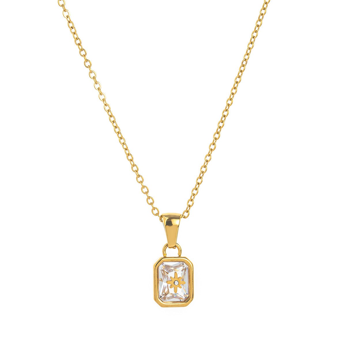 Wholesale Titanium steel high color  Polaris birthstone necklace 12 birthday crystal star clavicle pendant necklace