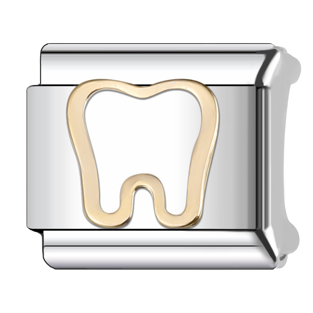 Wholesale Italian Charm Bracelet 9mm DIY Splicing Gold Chess Series Stainless Steel Composable Bracelet