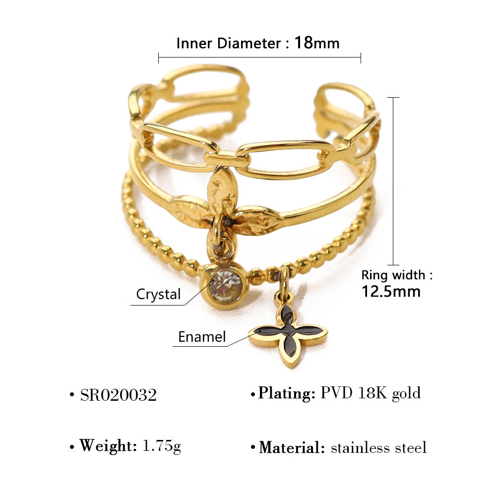 Wholesale Titanium Steel multi-layer geometric cross pattern ring