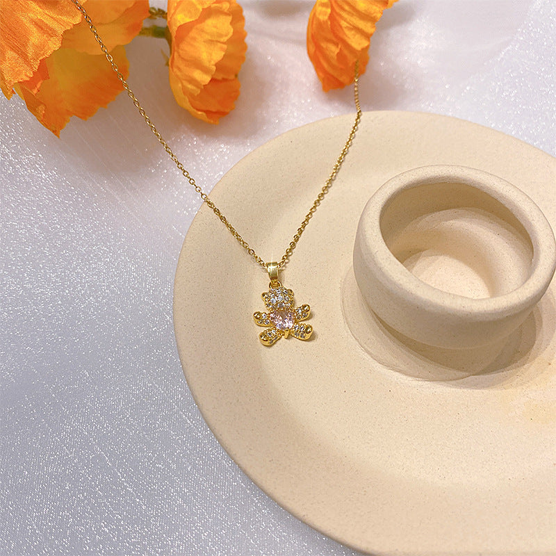 Wholesale Electroplated Titanium Steel Necklace Micro-embedded Clavicle Chain Choker Necklace ACC-NE-Xiyue003