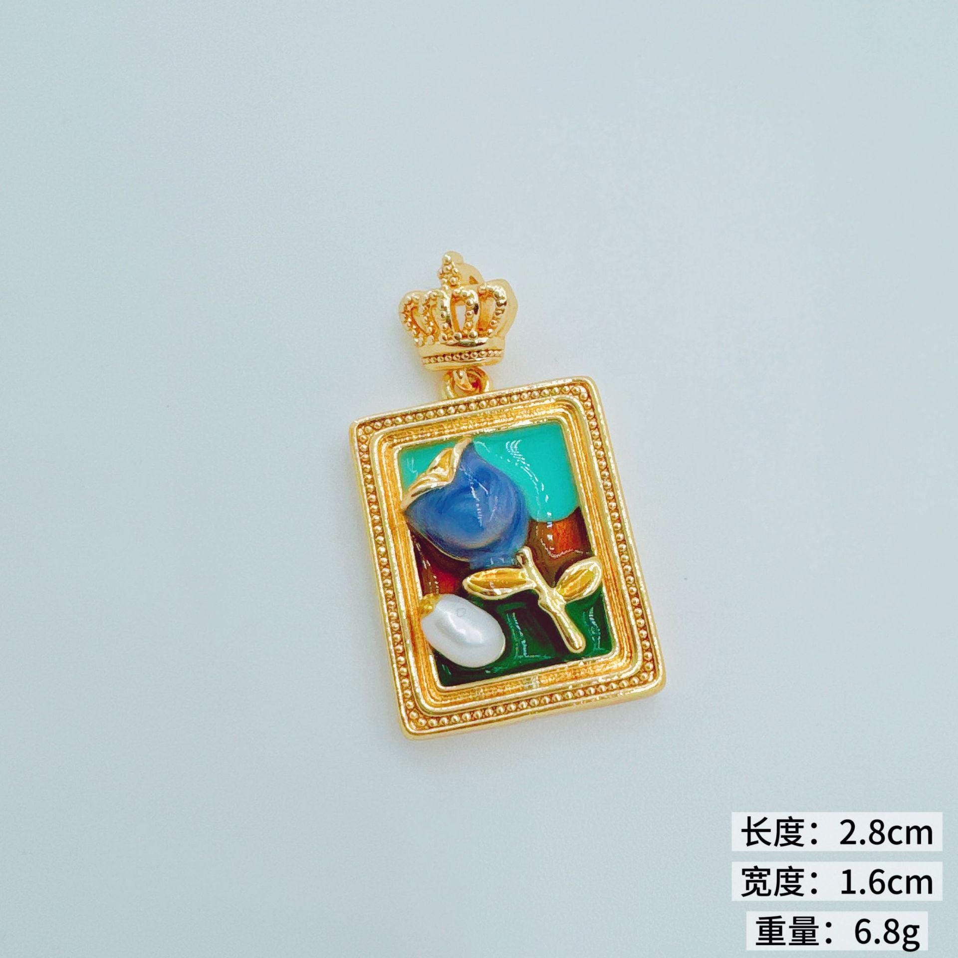 Wholesale Copper Gold Plated Floral Oil Painting Pendant for Jewelry Making
