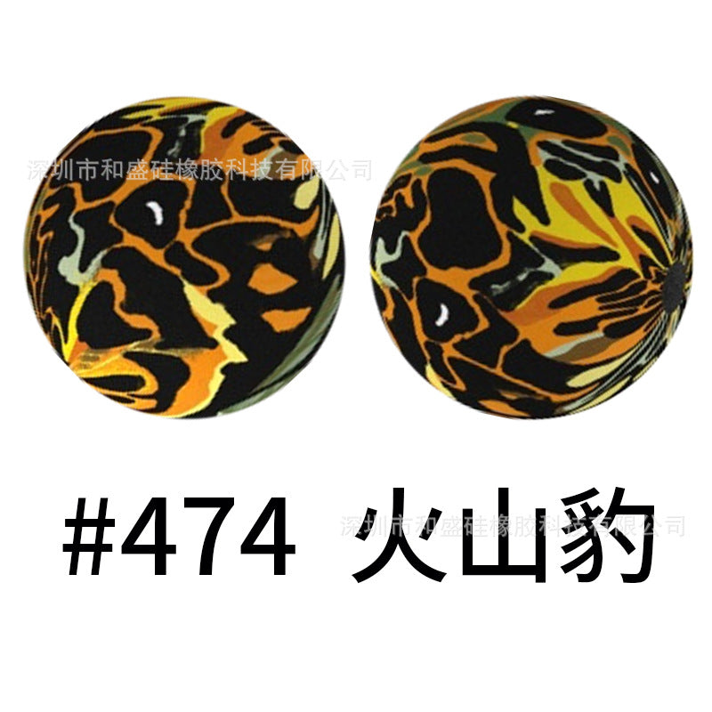 Wholesale 50pcs 15mm Western Style Leopard Skull Color Aztec Printed Silicone Balls Beads ACC-BDS-HeSheng001