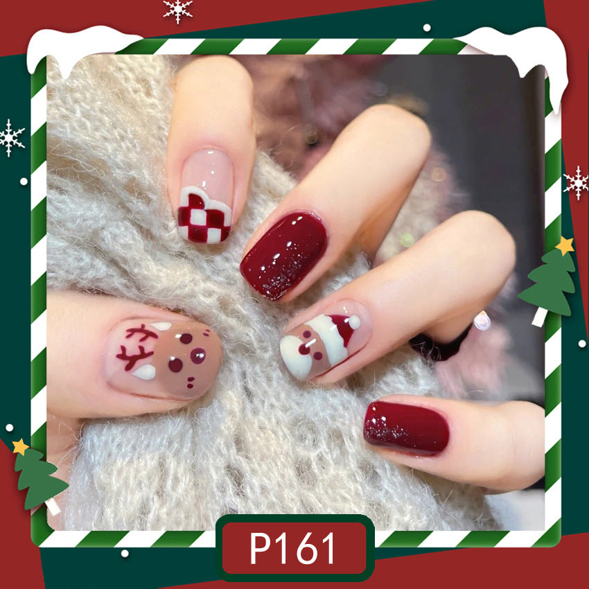 Wholesale 24 Pieces/box Christmas Purple Bunny Nails Kits Nail Stickers ACC-NS-DiNa011