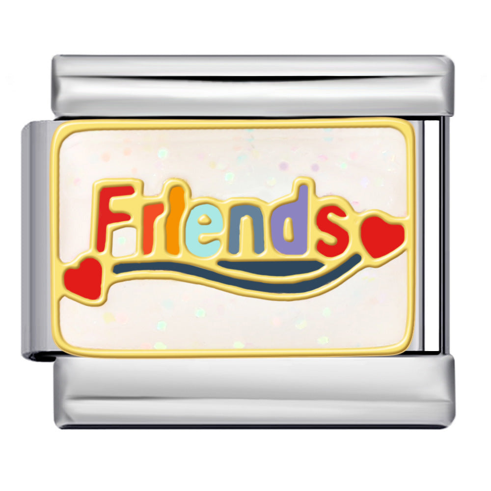 Wholesale  Italian modular  heart-shaped titanium steel  oil-dripping DIYbracelet