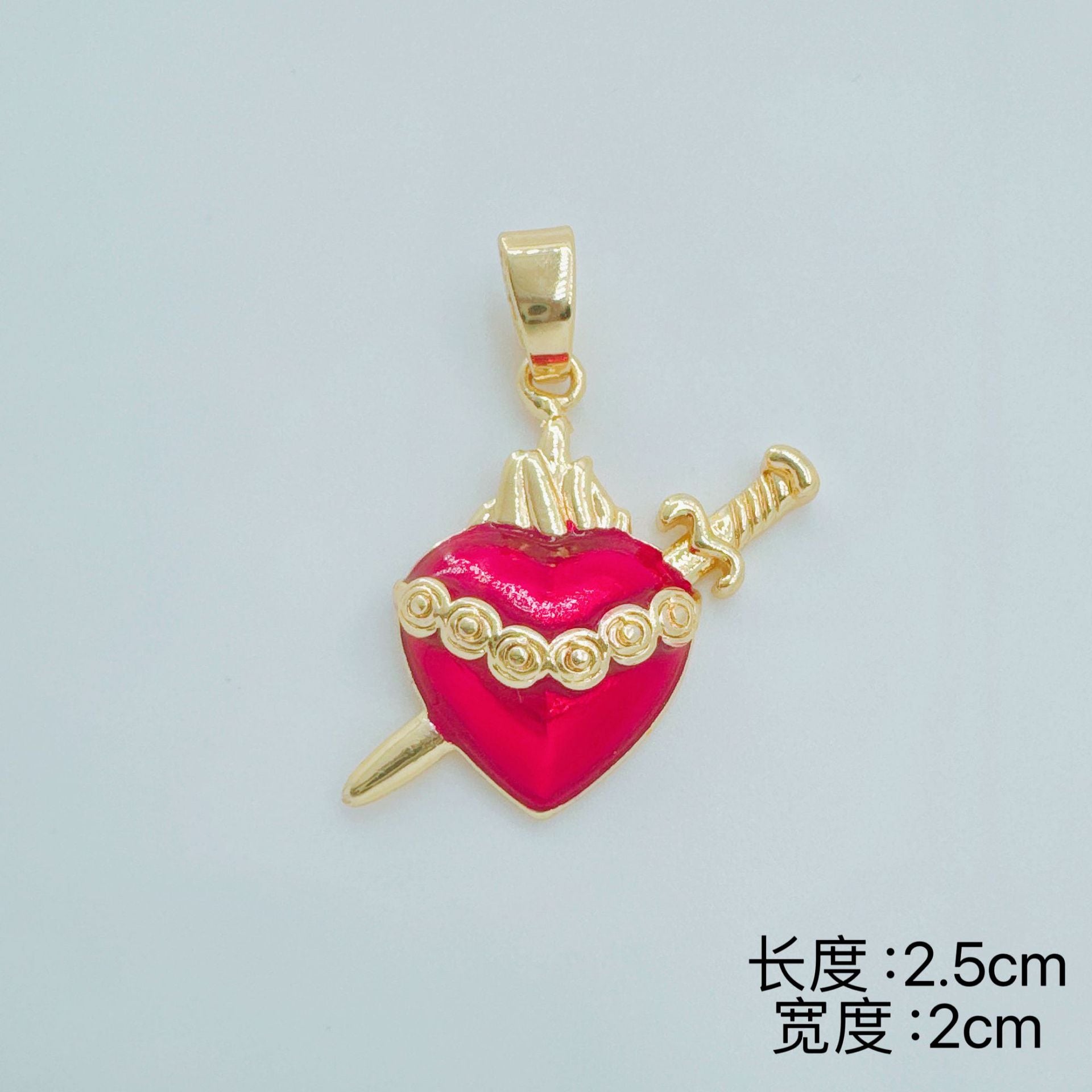 Wholesale Chic Red Crown Heart Pendant Necklace Gold Plated Copper Fashion Accessory