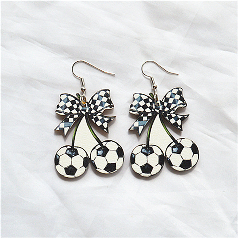 Wholesale Wooden ball bow earrings