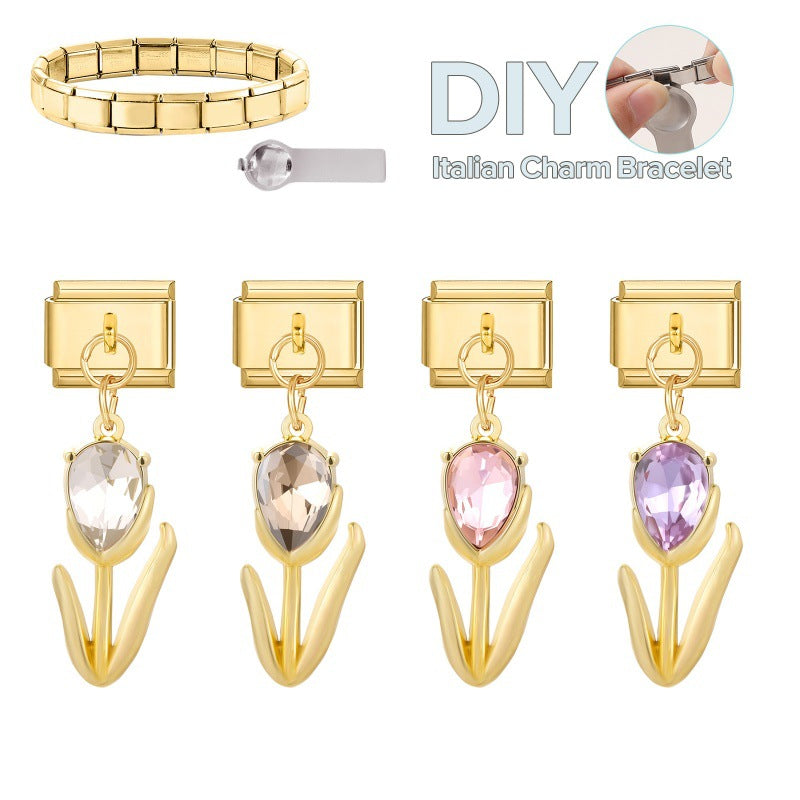 Wholesale Italian Charm Bracelet 9mm DIY Fine Glitter   Creative Stainless Steel Composable Bracelet